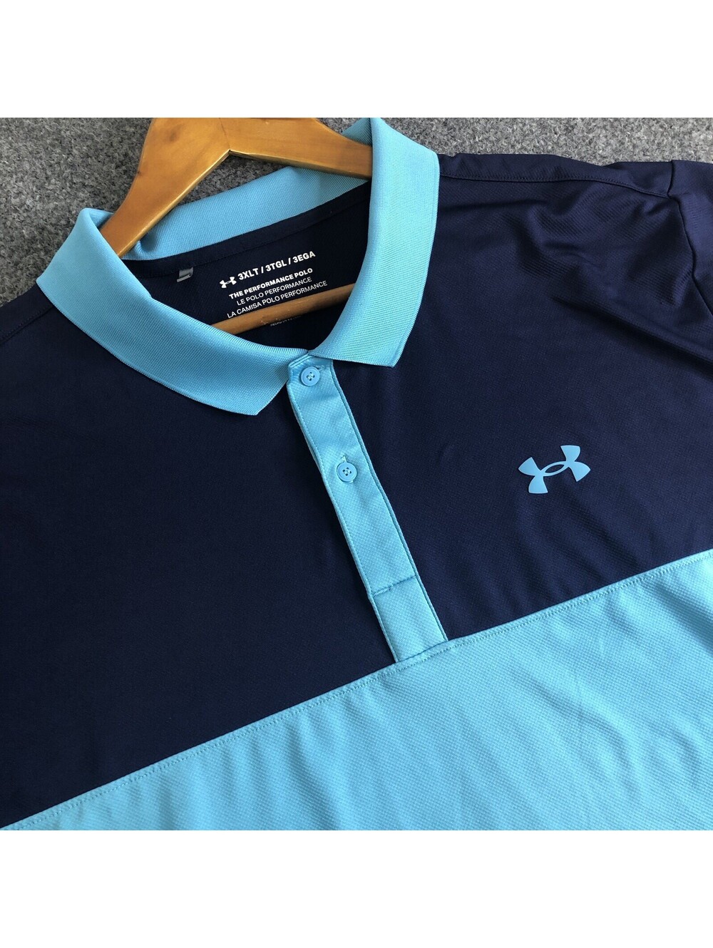 Under Armour Performance Polo Shirt Mens 3XL Blue Loose Heatgear Golf Stretch